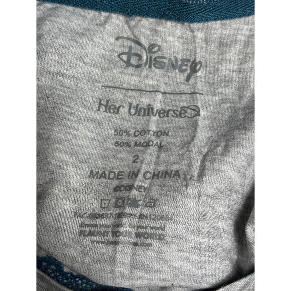 Disney Her Universe Shirt Womens 2 Princess Jasmine Silhouette Floral Graphic Te - Picture 3 of 6